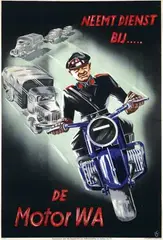 Monogram Th, neemt dienst bij..... De Motor WA, poster