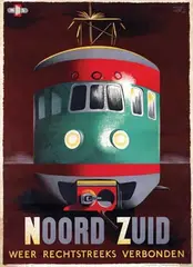 Fedde Weidema, NS Noord Zuid weer rechtstreeks verbonden, 1947, poster