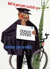 Berserik Herman, Geef de post geen raadsels op, 1955, poster