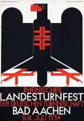 Katzgrau M., Rheinisches Landesturnfest Bad Aachen, 1934, poster