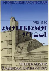 Crouwel Wim, Nederlandse Architectuur Amsterdamse School, 1975, poster