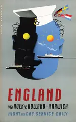 Dirksen Reyn, England via Hoek v. Holland-Harwich, poster