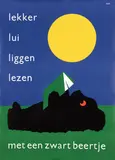 Bruna Dick, lekker lui liggen lezen met een zwart beertje, 1963, poster