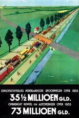 Lavies Jan, exploitatieverlies Ned. Spoorwegen 35 1/2 Millioen gld., 1935, poster