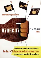 Bolleman Hans, Internationale Beurs voor Leder-Schoenen-Lederwaren Utrecht, 1952, poster