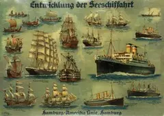 Hans Bohrdts, Hamburg -Amerika Linie, Hamburg Entwicklung der seeschiffahrt, 1926, poster