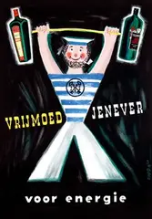 H. David, Vrijmoed Jenever, 1955, poster