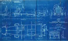 A. Gibaldi, Romeo 6C 1750 Gran Turismo, complessivo schematicoper carrozzeria, 1929, poster