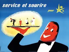 Maurice Leclercq, service et sourire, 1958, poster