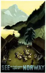 Harald Damsleth, See the bright summer nights of Norway, 1937, poster