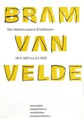 Bram van Velde by Jan van Toorn, 1971, poster, sold Dec 2007