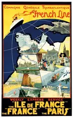 Léo Fontan, French Line Ile de France, poster