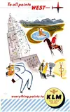 (ps. Emile Brumsteede) Mile, KLM To all points West, 1954, poster