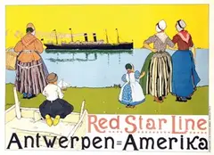 Henri Cassiers, Red Star Line Antwerpen-Amerika, 1899, poster