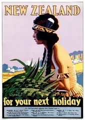 L.C. Mitchell, New Zealand for your next holiday, poster
