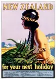 L.C. Mitchell, New Zealand for your next holiday, poster
