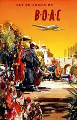 Frank Wootton, BOAC Fly to India, 1950, poster