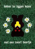 Dick Bruna, lekker lui liggen lezen met een zwart beertje, 1964, poster