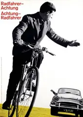 Josef Müller-Brockmann, Radfahrer-Achtung, 1958, poster, lithograph