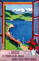 Hans Jegerlehner, En Suisse les chemins de fer montent, 1951, poster