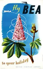 John Barker, fly BEA to your holiday, 1954, poster