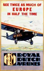 Charles C. Dickson, KLM Europe in half the time, 1928, poster