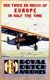 Charles C. Dickson, KLM Europe in half the time, 1928, poster