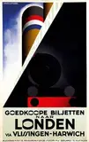 Cassandre, Goedkoope biljetten naar Londen via Vlissingen-Harwich, 1928, poster