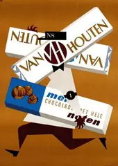 Gerard Wernars, Van Houten melk chocolade met hele noten, 1954, poster
