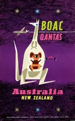 Laban, BOAC Quantas Australia New Zealand, 1957, poster
