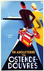 T.E. Lemaire, Ostende-Douvres en Angleterre via, poster