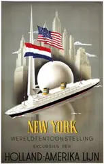 Willem F. ten Broek, Holland-Amerika Lijn New York, 1938, poster