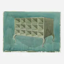 Ofra mueble by Los Carpinteros, 2000, watercolor on paper, sold Aug 2024