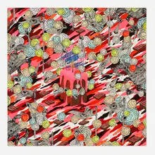 Andrew Schoultz, Melting Candle (Red), 2010, acrylic on wood