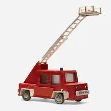 Andreas Slominski, Untitled (Firetruck), painted wood construction, mouse trap, nylon rope, wheels