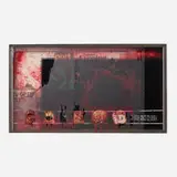 Simon Denny, Analogue/Digital Transmission Switchover: Evening Standard/Digital UK, London 2 (from the Television Transition Horror Vitrines series), 2012, Samsung 40UD 6500 3D television, digital prints on acrylic, rubber, wood, aluminum, steel