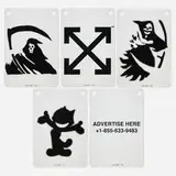 Virgil Abloh, Advertise Here; Reaper I; Reaper II; Arrows; Felix the Cat (five works from the Clear Art series), 2019, transparent lithographic print