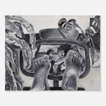 Trauma (Wear a Seatbelt on Uber Rides) by Larissa De Jesús Negrón, 2020, oil on canvas, sold Aug 2024