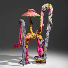 Jim Drain, LFSVR, 2004, fabrics woven over steel and wood armature