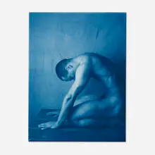 John Dugdale, Joao Kneeling, Morton St., NYC, 1997, cyanotype