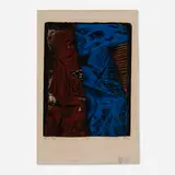 Josef Zenk, Kiss of Death, woodcut in colors on rice paper