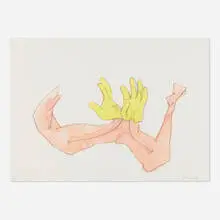 Maria Lassnig, A Pair of Gloves (for Parkett no. 85), 2006-09, screenprint in colors
