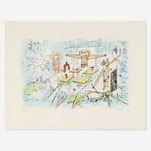 Roberto Sebastian Matta, Les quatre observateurs ou l'objet du dialogue, 1957, lithograph in colors on BFK Rives