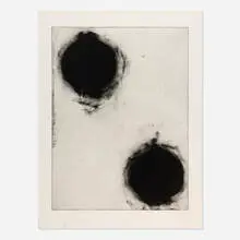 Pomegranates II by Donald Sultan, 1990, etching and aquatint, sold Aug 2025