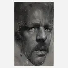 Ian Ingram, The Middle Man, 2013, charcoal, pastel, thread and silver leaf on paper