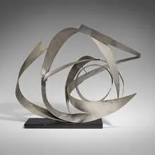 Beverly Pepper, Untitled, 1962, stainless steel, monofilament, marble