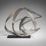 Beverly Pepper, Untitled, 1962, stainless steel, monofilament, marble