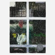 2 P.M., Loafers by Jennifer Bartlett, 1992-93, pastel and screenprint on Saunders, sold Jul 2025