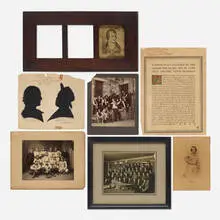 Roycroft, Collection of images and photographs, c. 1905, oak, etching, engraving, vintage photograph, gelatin silver print, mixed media