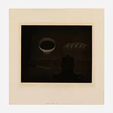 Bowl and Coffee Pot by Yōzō Hamaguchi, c. 1958, mezzotint in colors, sold Dec 2023